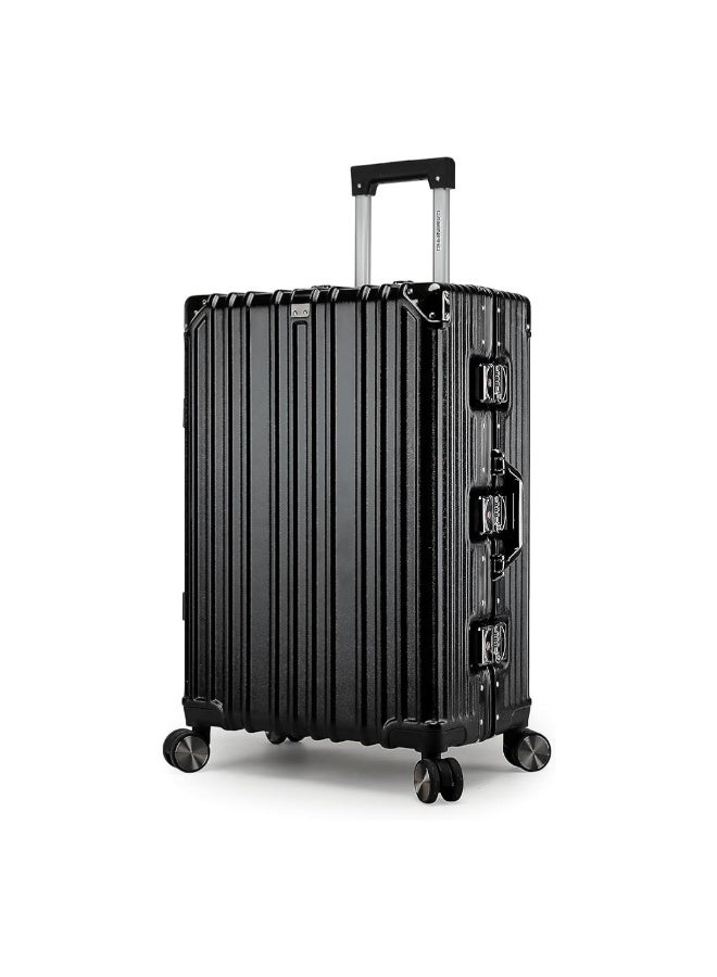 POGAGO Lightweight Aluminum Frame Polycarbonate Hard Case Luggage Set | 3-Piece Trolley Suitcase (20/24/28 Inch) | Silver Checked Luggage with 360° Double Spinner Wheels - Image 2